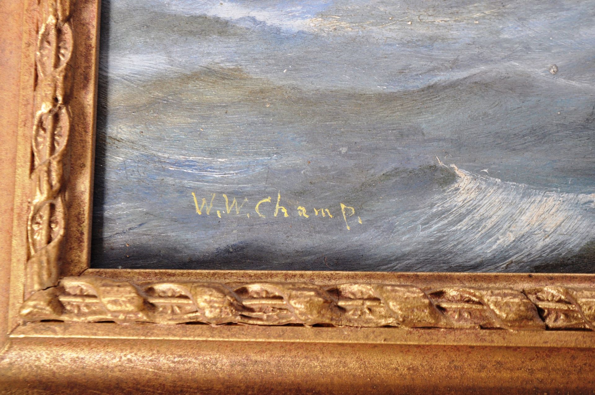 W W CHAMP - OIL ON BOARD OF THE FLAGSHIP HMS BARHAM - Image 8 of 9