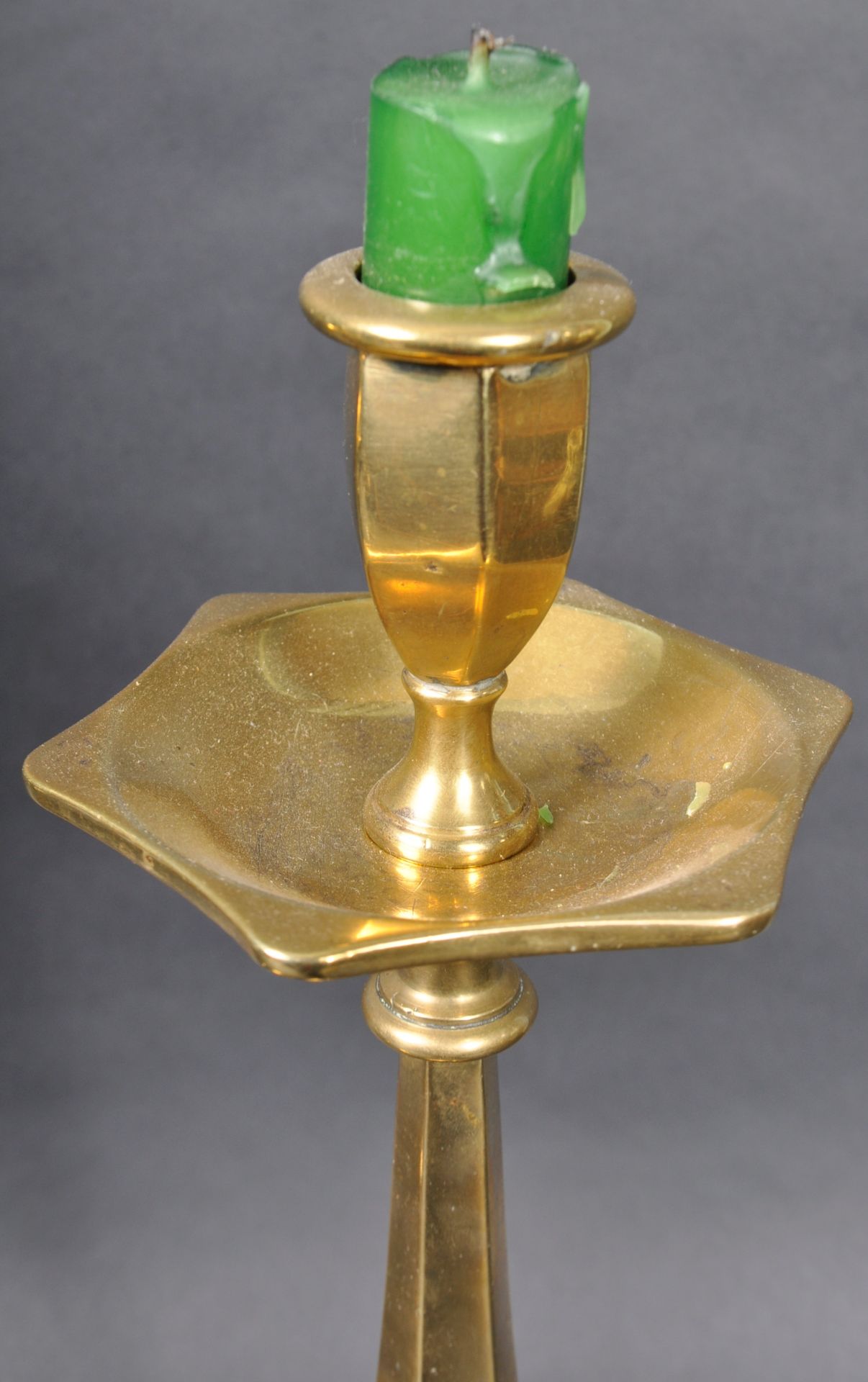 PAIR OF EARLY 20TH CENTURY BRASS CANDLESTICKS - Image 5 of 8