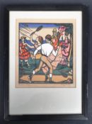 THEA PROCTOR (1879-1966) - THE GAME - HAND COLOURED WOODCUT