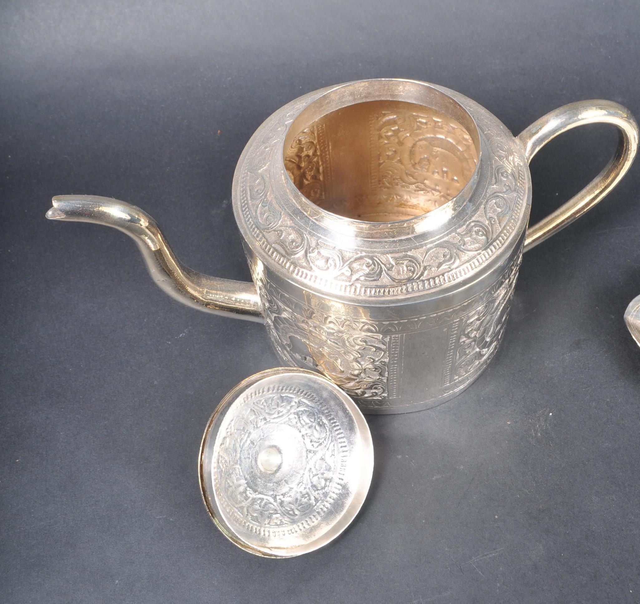 19TH CENTURY ANGLO INDIAN SILVER TEA SET ON TRAY - Image 9 of 12