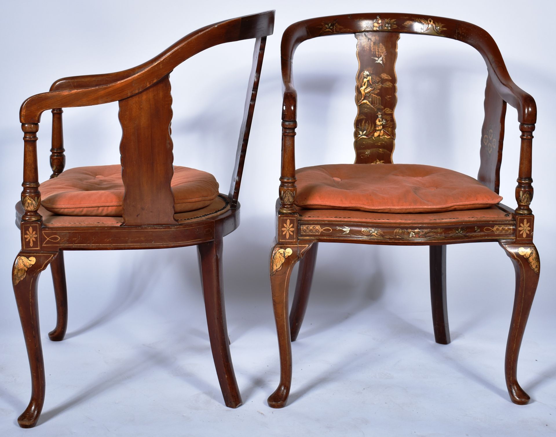 MATCHING PAIR OF 19TH CENTURY CHINOISERIE ARMCHAIRS - Image 8 of 8