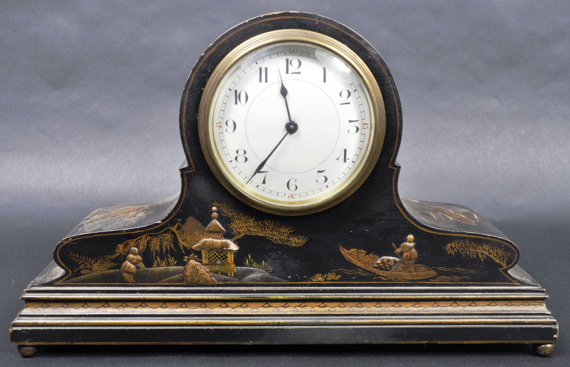 EARLY 20TH CENTURY SWISS CHINOISERIE MANTEL CLOCK