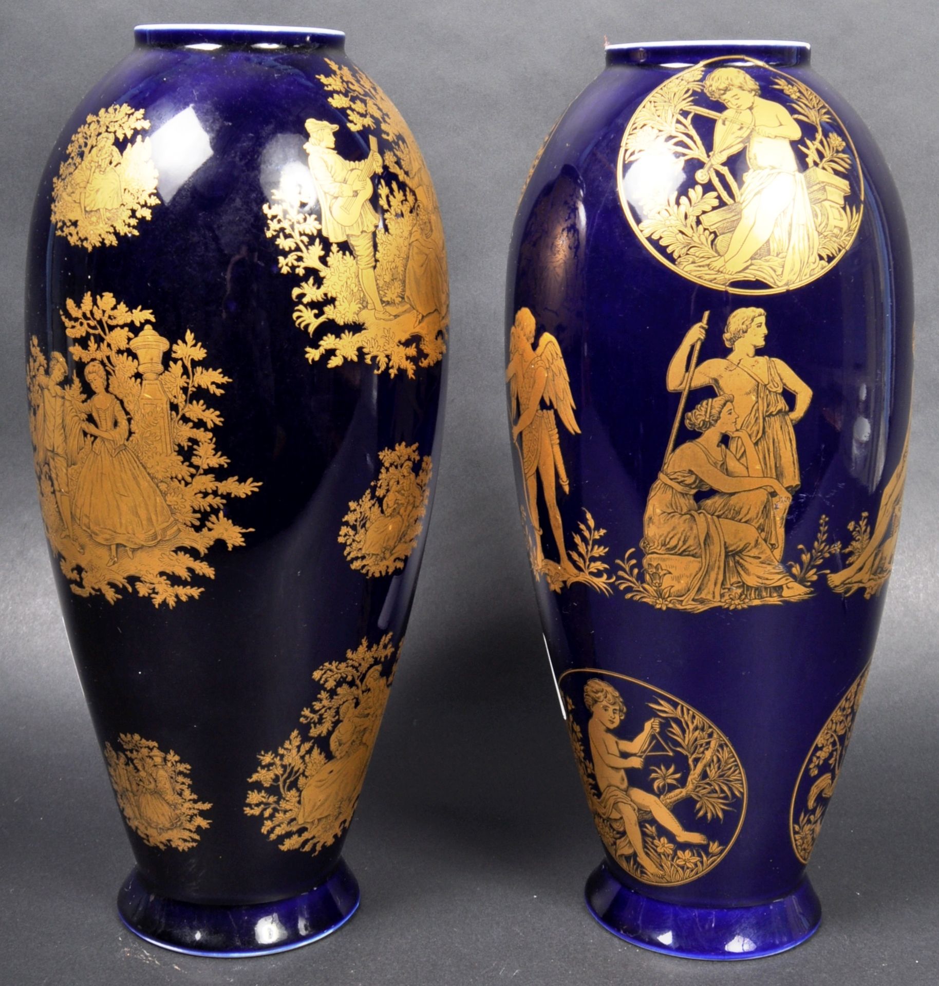 PAIR OF GERMAN PORCELAIN COBALT & GILT VASES - Image 8 of 10