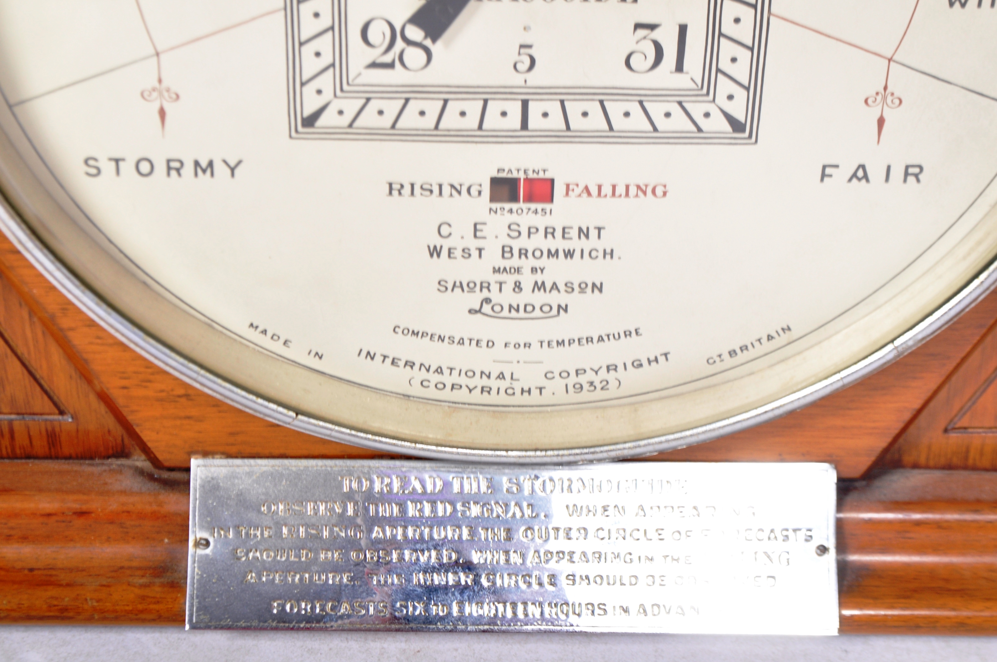 SHORT & MASON STORMOGUIDE BAROMETER - Image 4 of 7