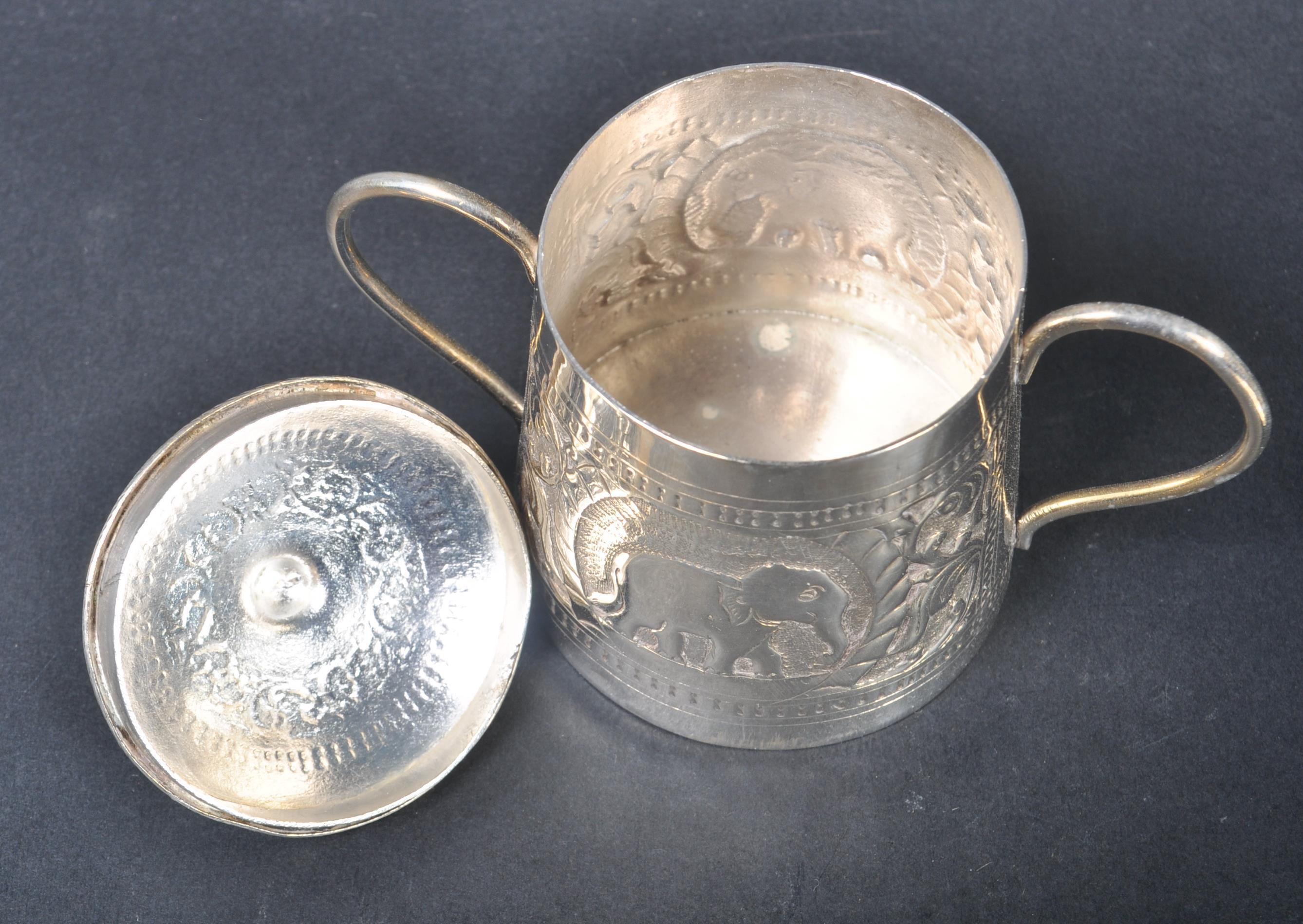19TH CENTURY ANGLO INDIAN SILVER TEA SET ON TRAY - Image 5 of 12