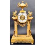 19TH CENTURY FRENCH SIENNA MARBLE & ORMOLU PORTICO CLOCK