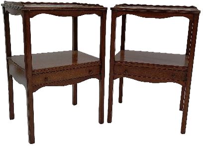 PAIR OF GEORGE III MAHOGANY BEDSIDE TABLES