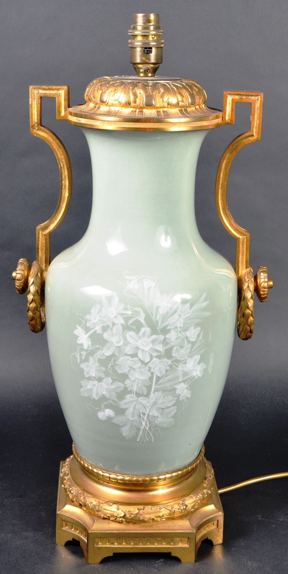 19TH CENTURY FRENCH CELADON PATE SUR PATE TABLE LAMP