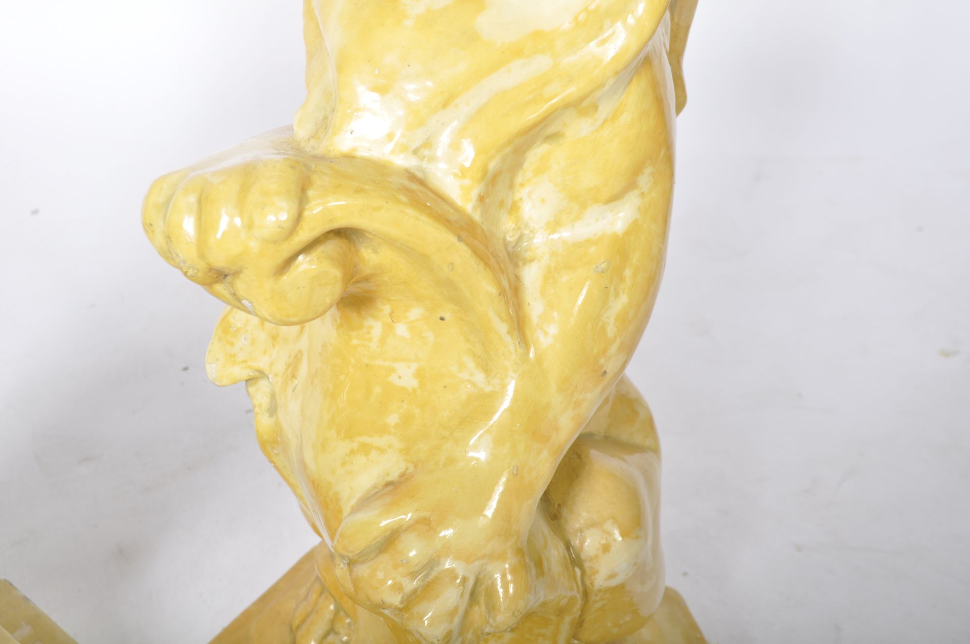 20TH CENTURY MATCHING PAIR OF POTTERY GARDEN LION FIGURES - Image 6 of 7