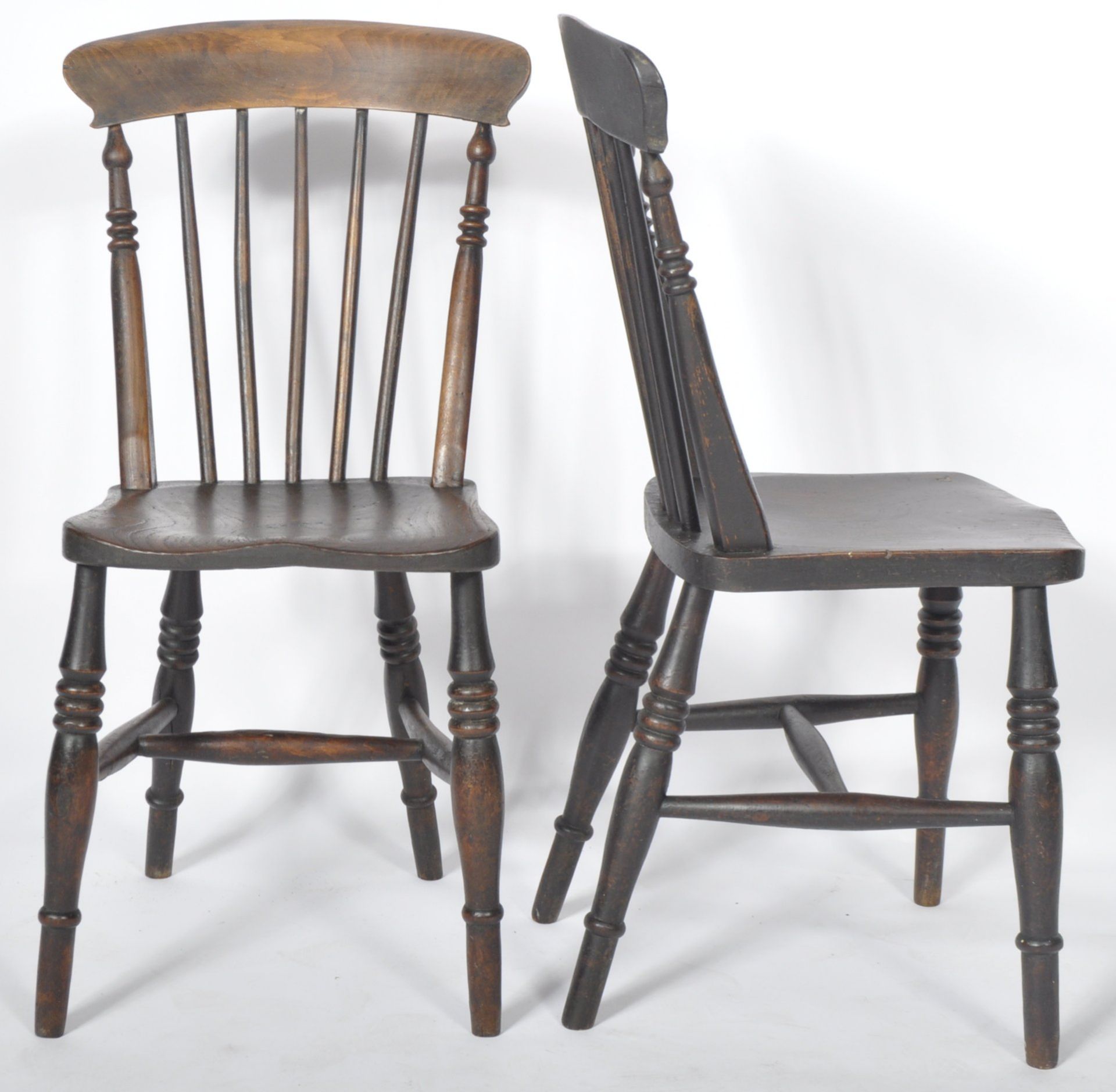 SET OF FOUR 19TH CENTURY BEECH & ELM FARMHOUSE DINING CHAIRS - Image 5 of 8