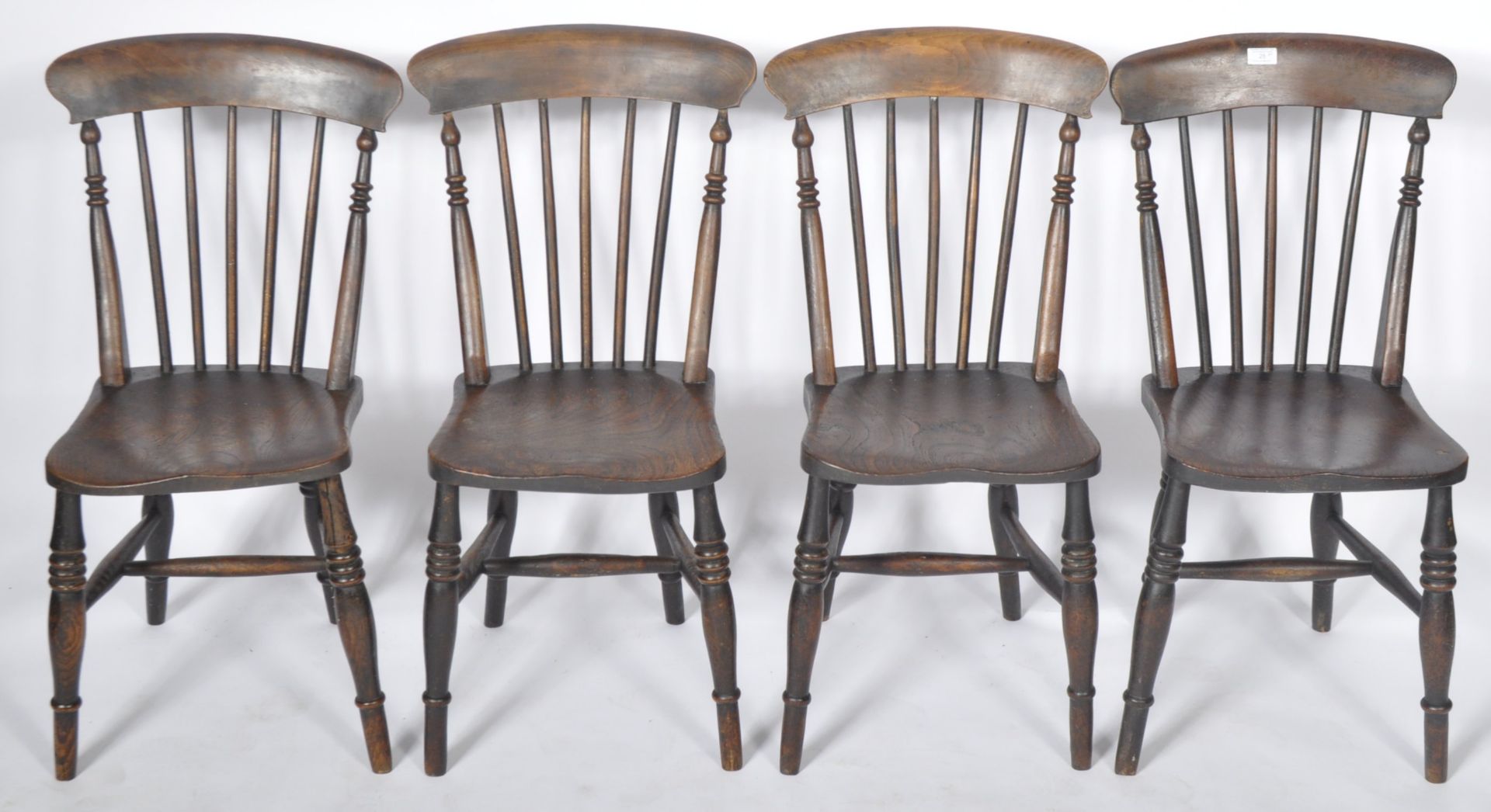 SET OF FOUR 19TH CENTURY BEECH & ELM FARMHOUSE DINING CHAIRS - Image 2 of 8