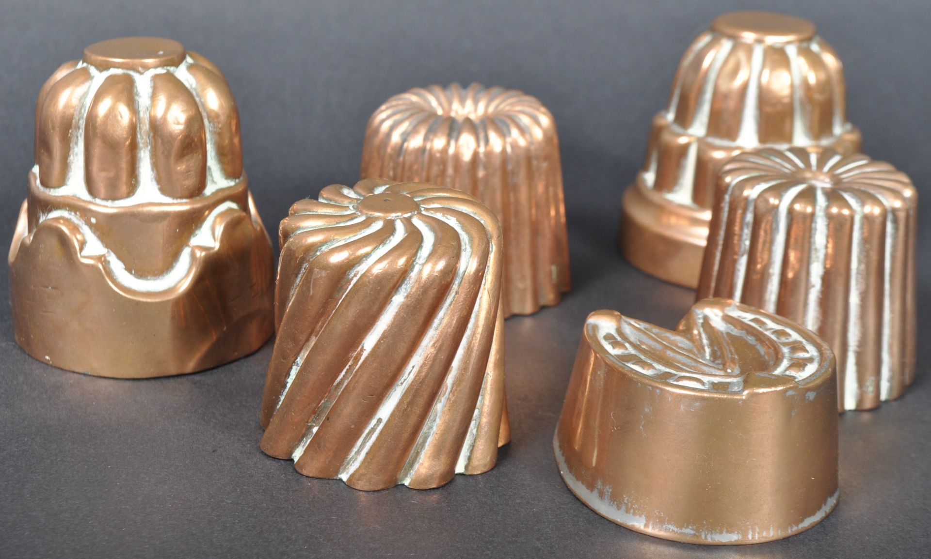 JELLY MOULDS - COLLECTION OF VICTORIAN COPPER MINIATURE MOULDS