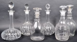 MIXED COLLECTION OF SIX 19TH CENTURY CUT GLASS DECANTERS