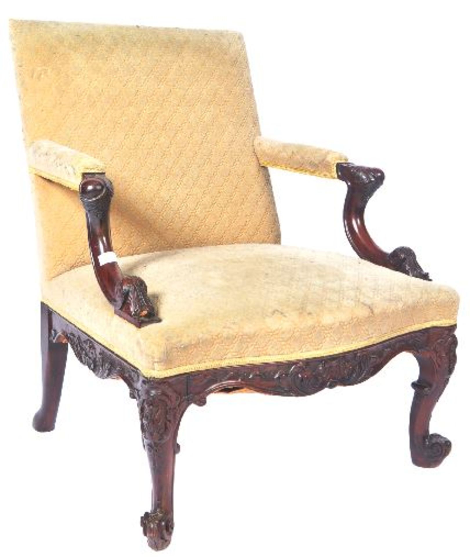 19TH CENTURY CARVED GAINSBOROUGH ARMCHAIR