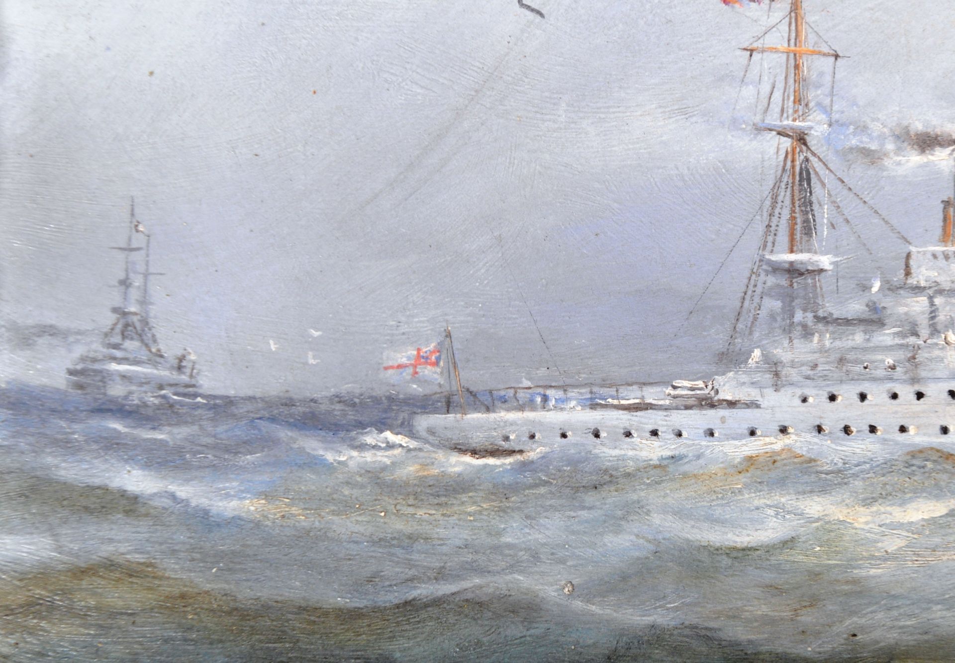 W W CHAMP - OIL ON BOARD OF THE FLAGSHIP HMS BARHAM - Image 6 of 9