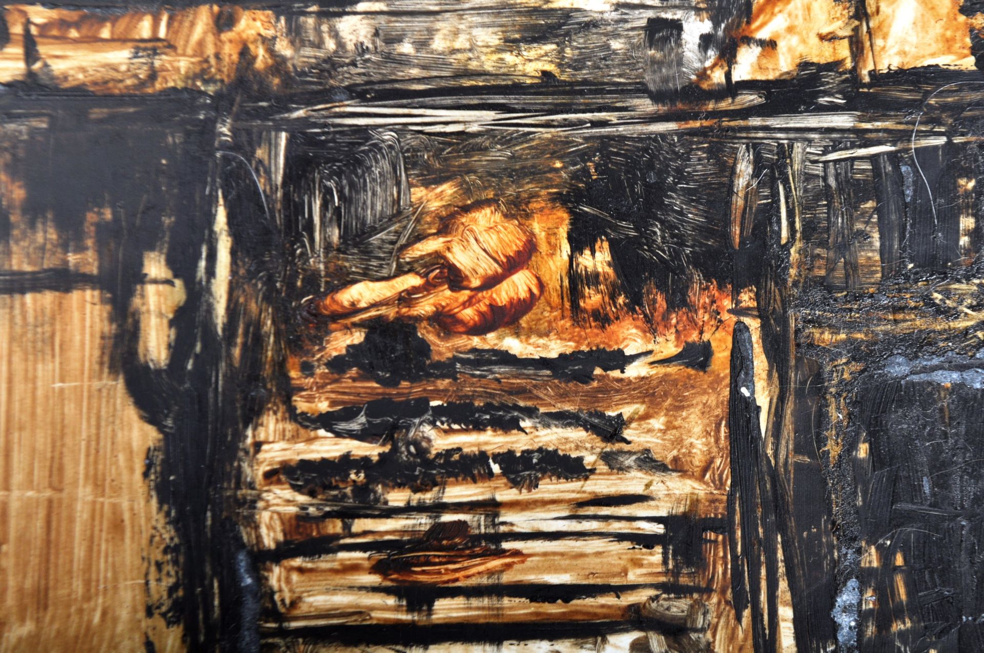 ANTHONY AMOS - (1950-2010) - OIL ON BOARD INTERIOR KITCHEN SCENE - Image 5 of 7