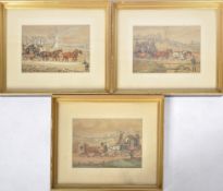 SET OF THREE 19TH CENTURY COACHING INTEREST PAINTINGS