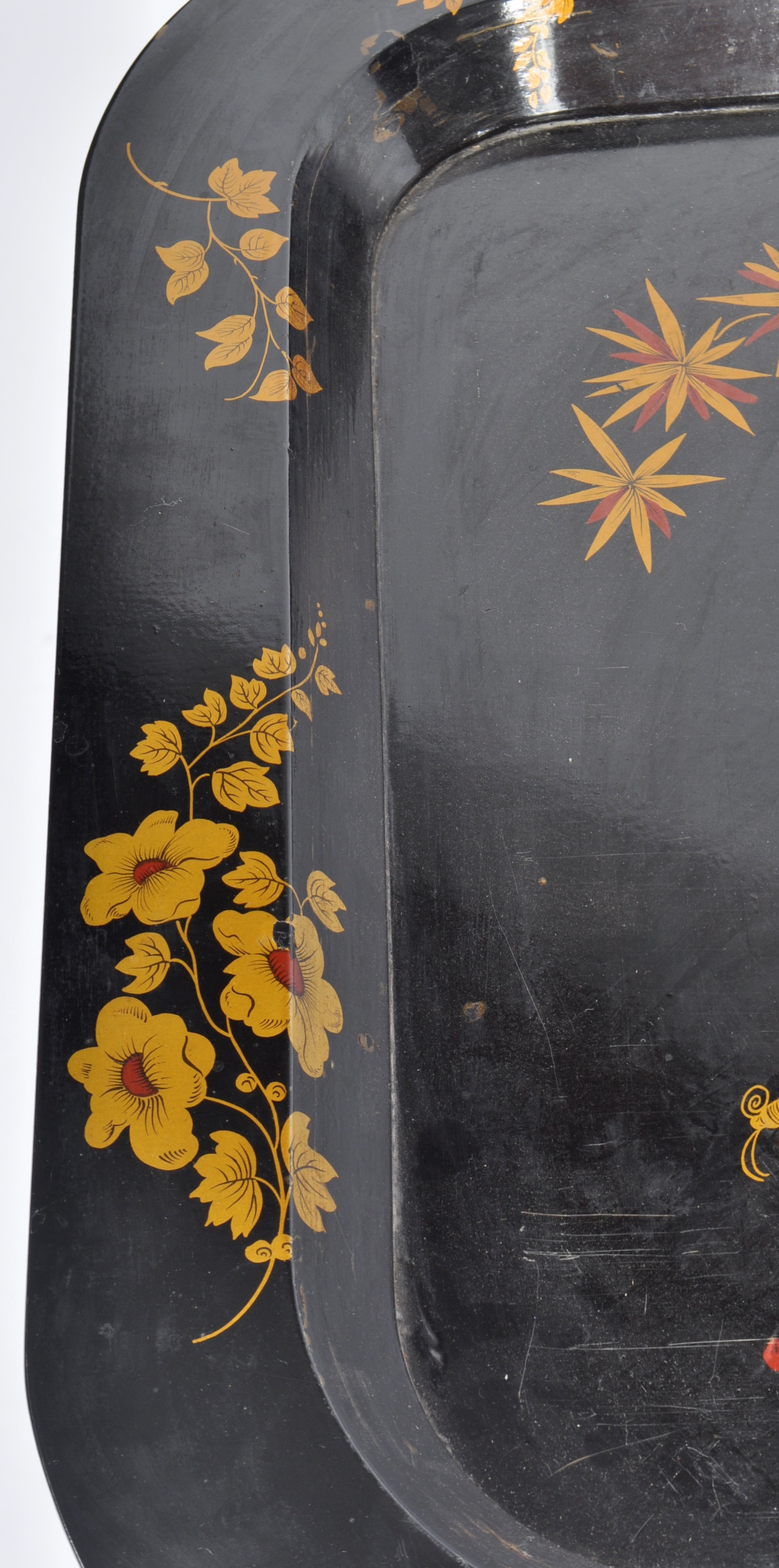 EARLY 20TH CENTURY 1930'S BLACK LACQUERED TRAY ON STAND - Image 5 of 7