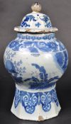 18TH CENTURY ENGLISH DELFT CHINESE PATTERN VASE & COVER