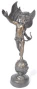 20TH CENTURY BRONZE CUPID ON GLOBE