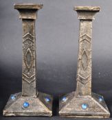 PAIR OF LIBERTY MANNER PEWTER CANDLESTICKS