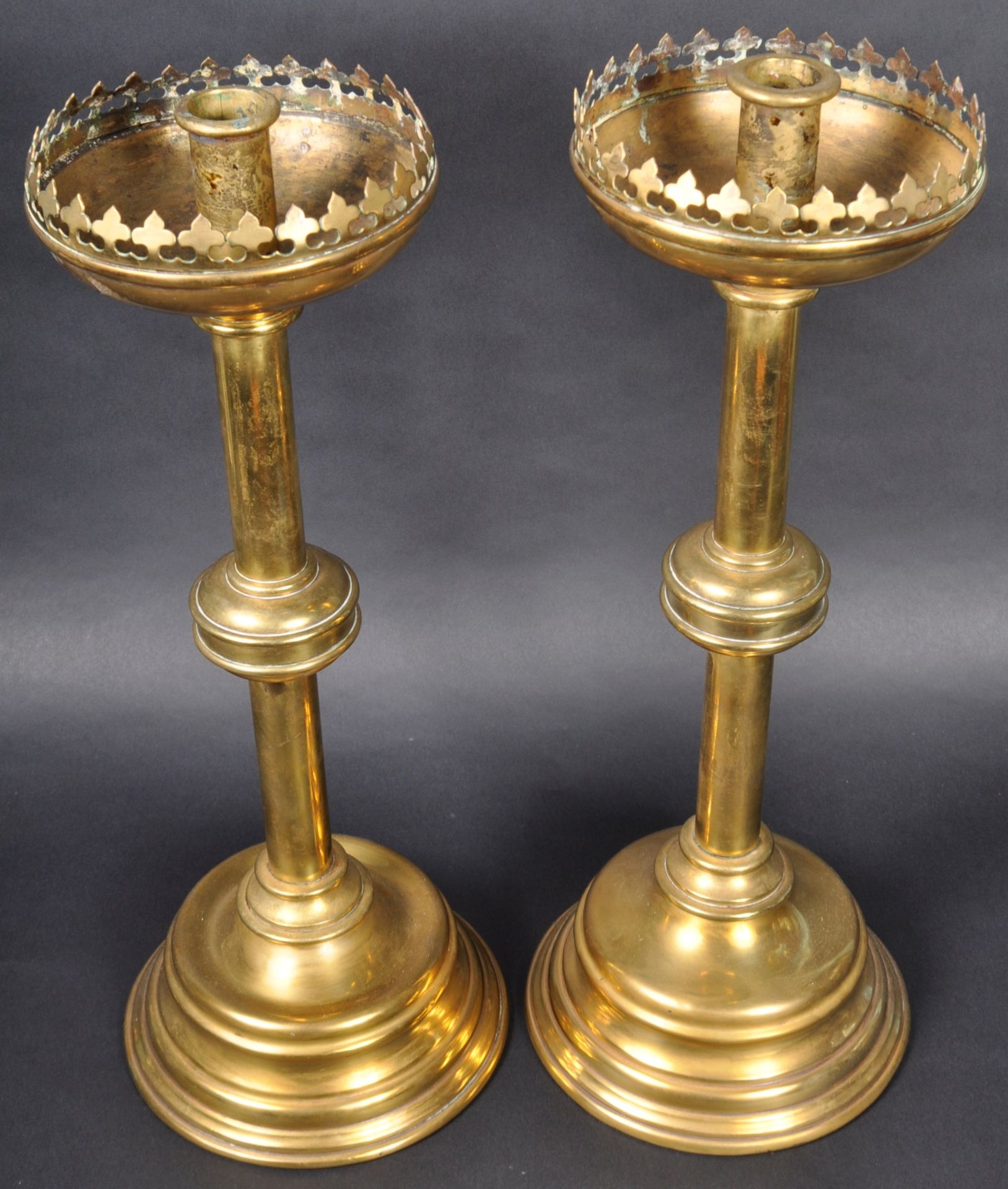 LARGE PAIR OF 19TH CENTURY GOTHIC CANDLESTICKS - Image 2 of 11