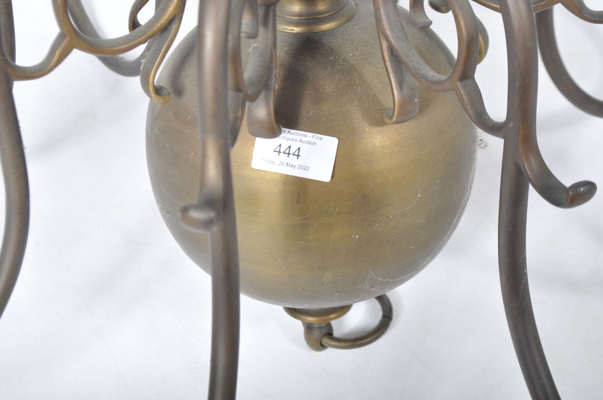 EARLY 20TH CENTURY DUTCH BRASS CEILING LAMP - Image 5 of 6