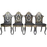 MATCHING SET OF FOUR 19TH CENTURY CHINOISERIE DINING CHAIRS