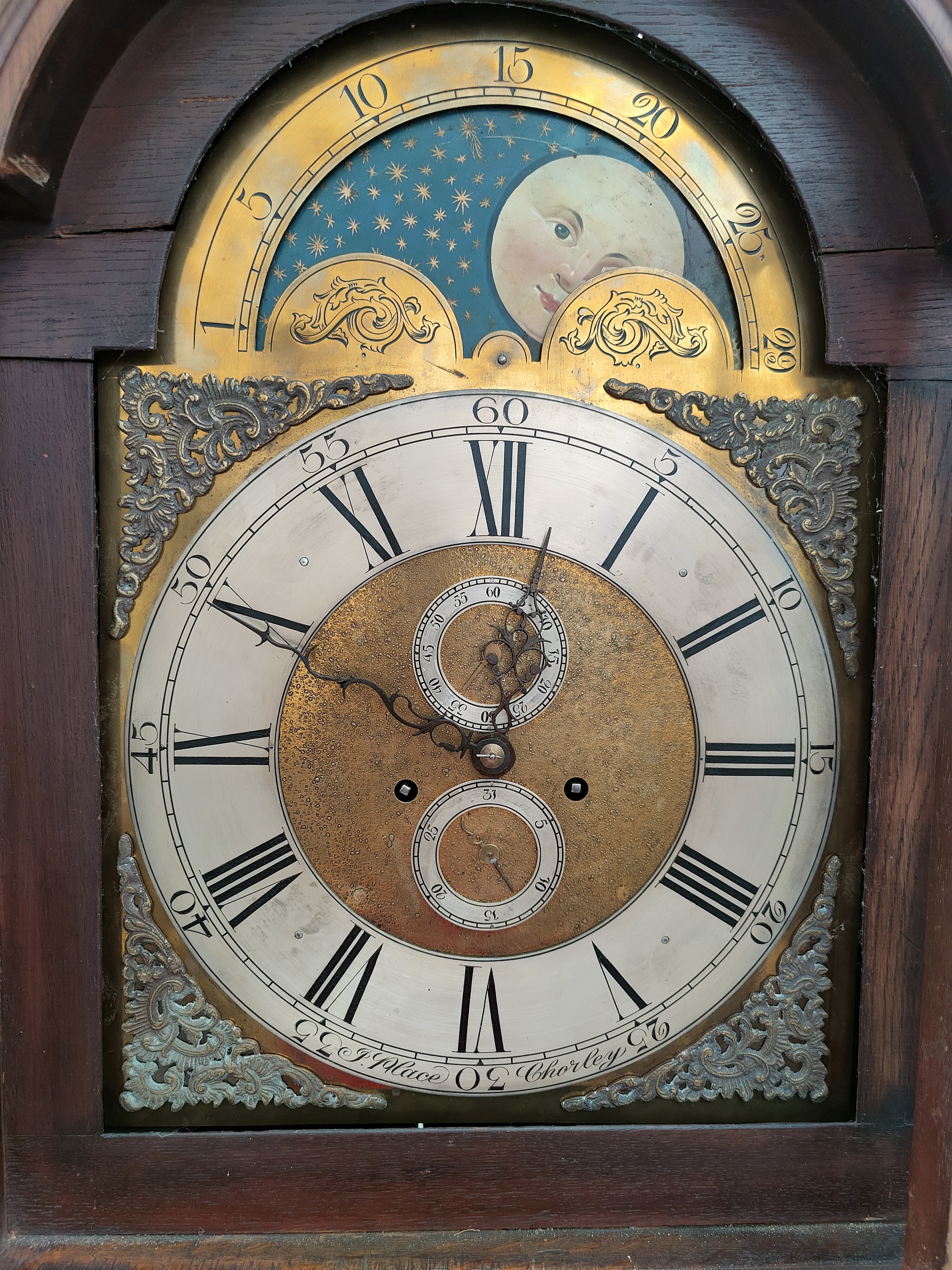 18TH CENTURY GEORGE III MOONPHASE LONGCASE CLOCK - Image 3 of 8