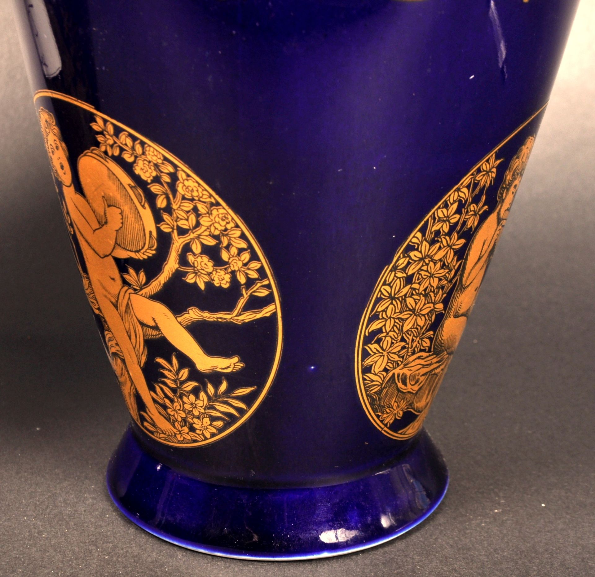 PAIR OF GERMAN PORCELAIN COBALT & GILT VASES - Image 7 of 10