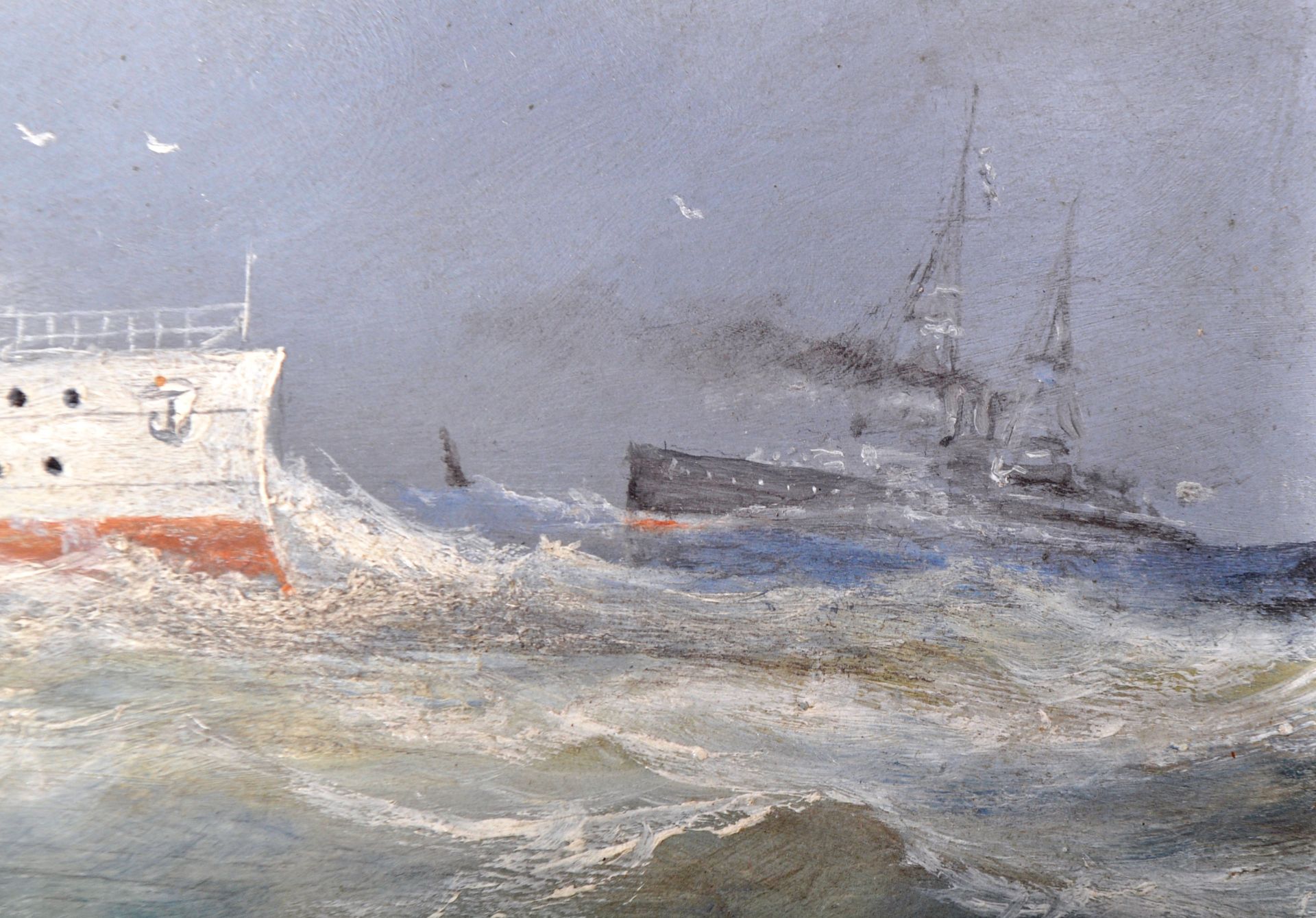 W W CHAMP - OIL ON BOARD OF THE FLAGSHIP HMS BARHAM - Image 7 of 9