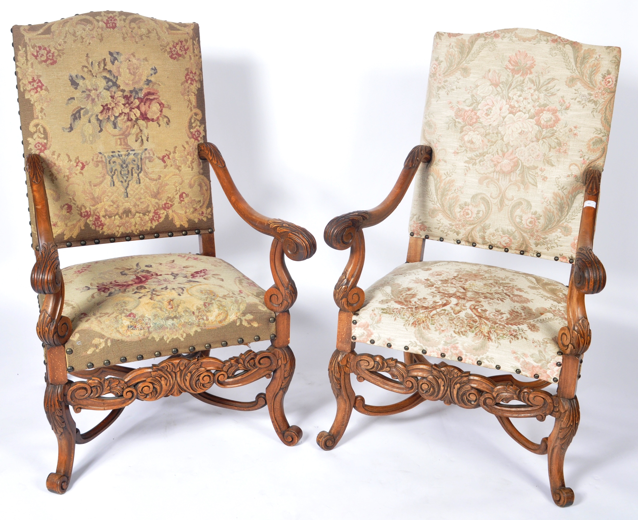 19TH CENTURY ITALIAN MANNER CARVED WALNUT THRONE CHAIRS - Image 2 of 10