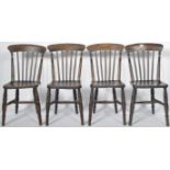 SET OF FOUR 19TH CENTURY BEECH & ELM FARMHOUSE DINING CHAIRS