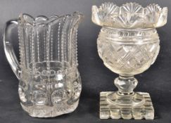 19TH CENTURY CUT GLASS WATER JUG & SWEETMEAT GLASS