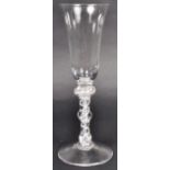 18TH CENTURY GEORGE II THREE KNOP OPAQUE TWIST GLASS