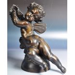 19TH CENTURY LARGE BRONZE CHERUB FIGURINE