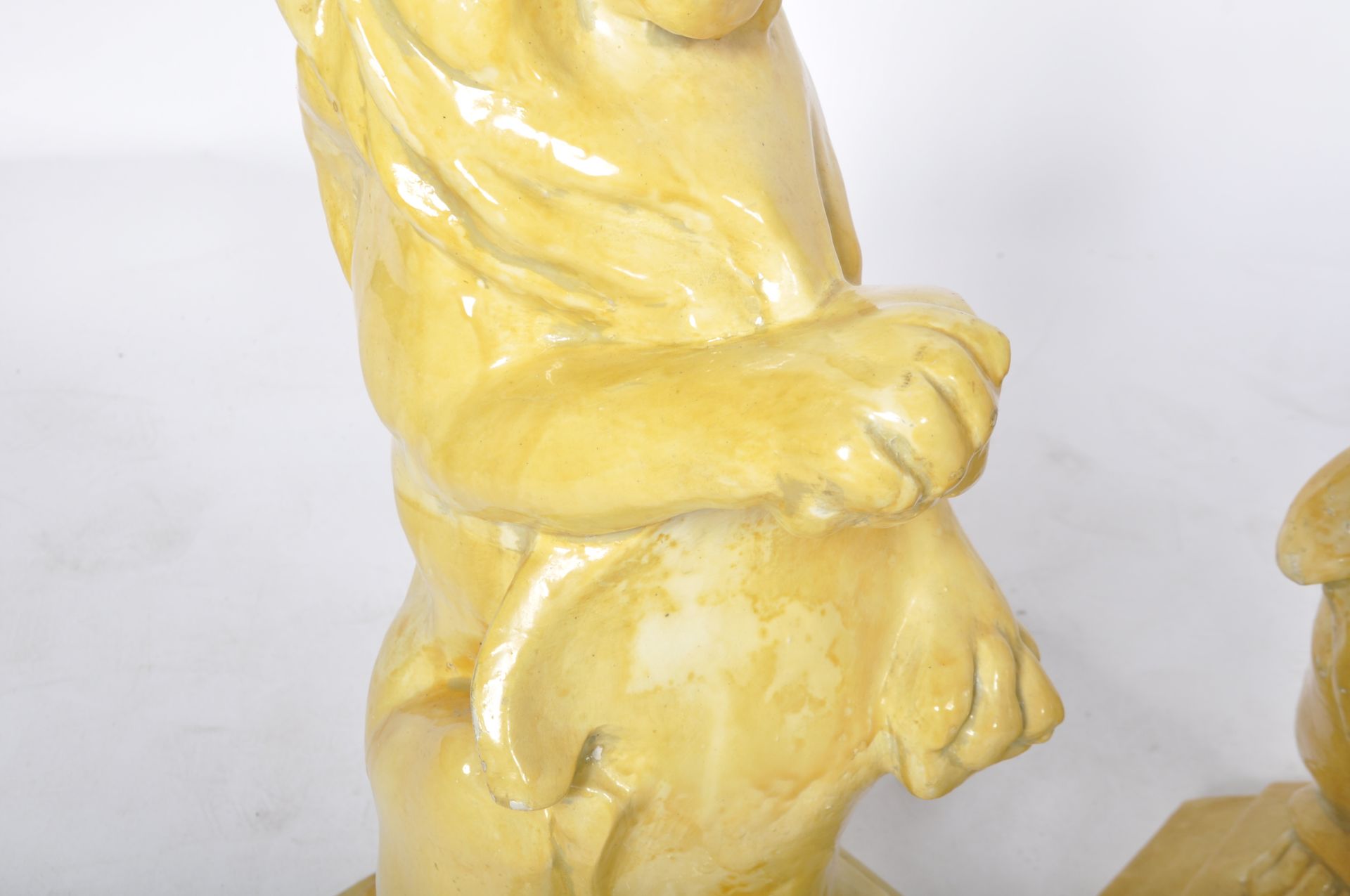 20TH CENTURY MATCHING PAIR OF POTTERY GARDEN LION FIGURES - Image 3 of 7