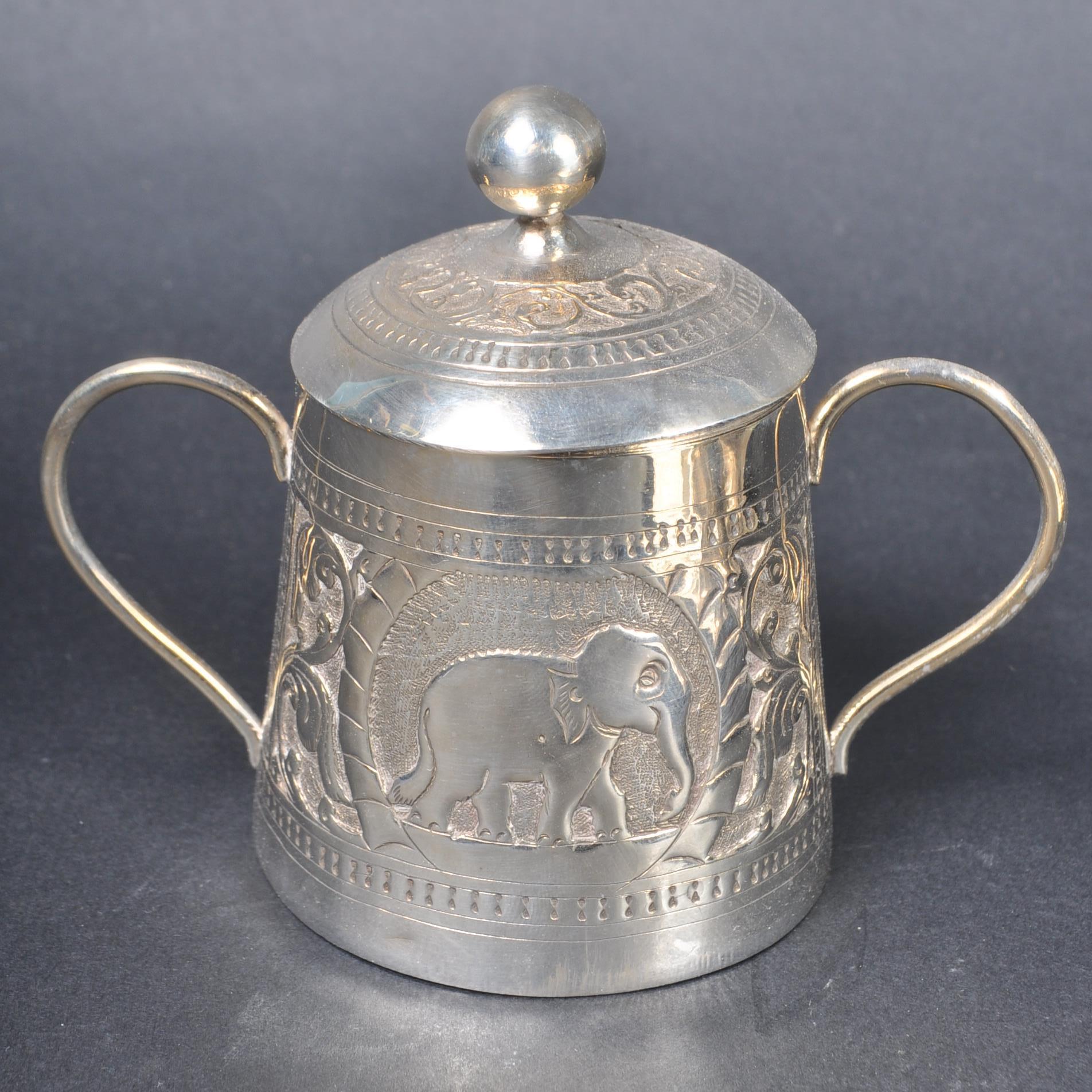 19TH CENTURY ANGLO INDIAN SILVER TEA SET ON TRAY - Image 4 of 12