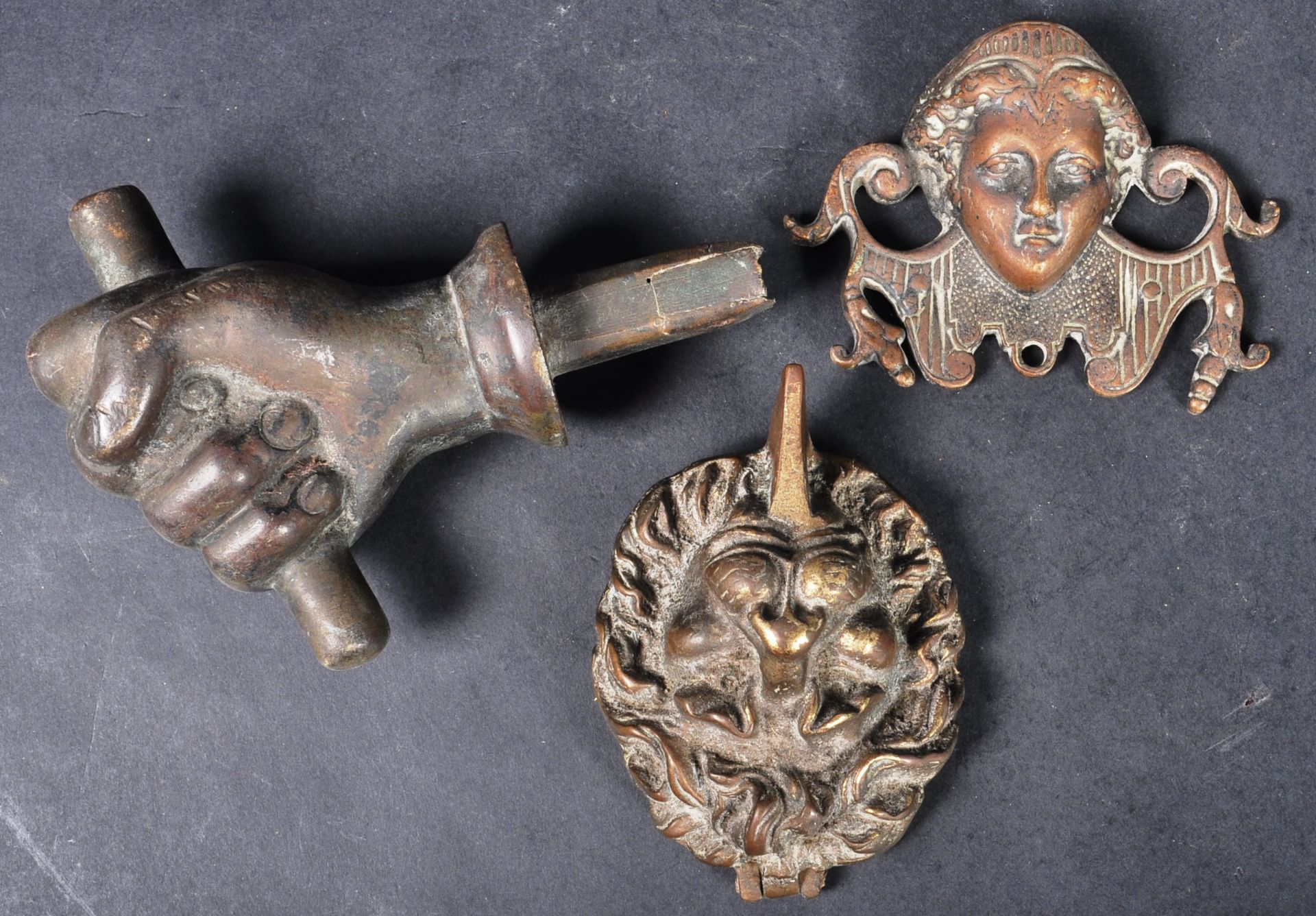 COLLECTION OF 19TH CENTURY BRONZE DOOR FURNITURE