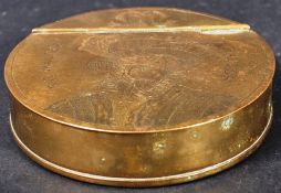 19TH CENTURY BRASS SIR WALTER RALEGH SNUFF BOX