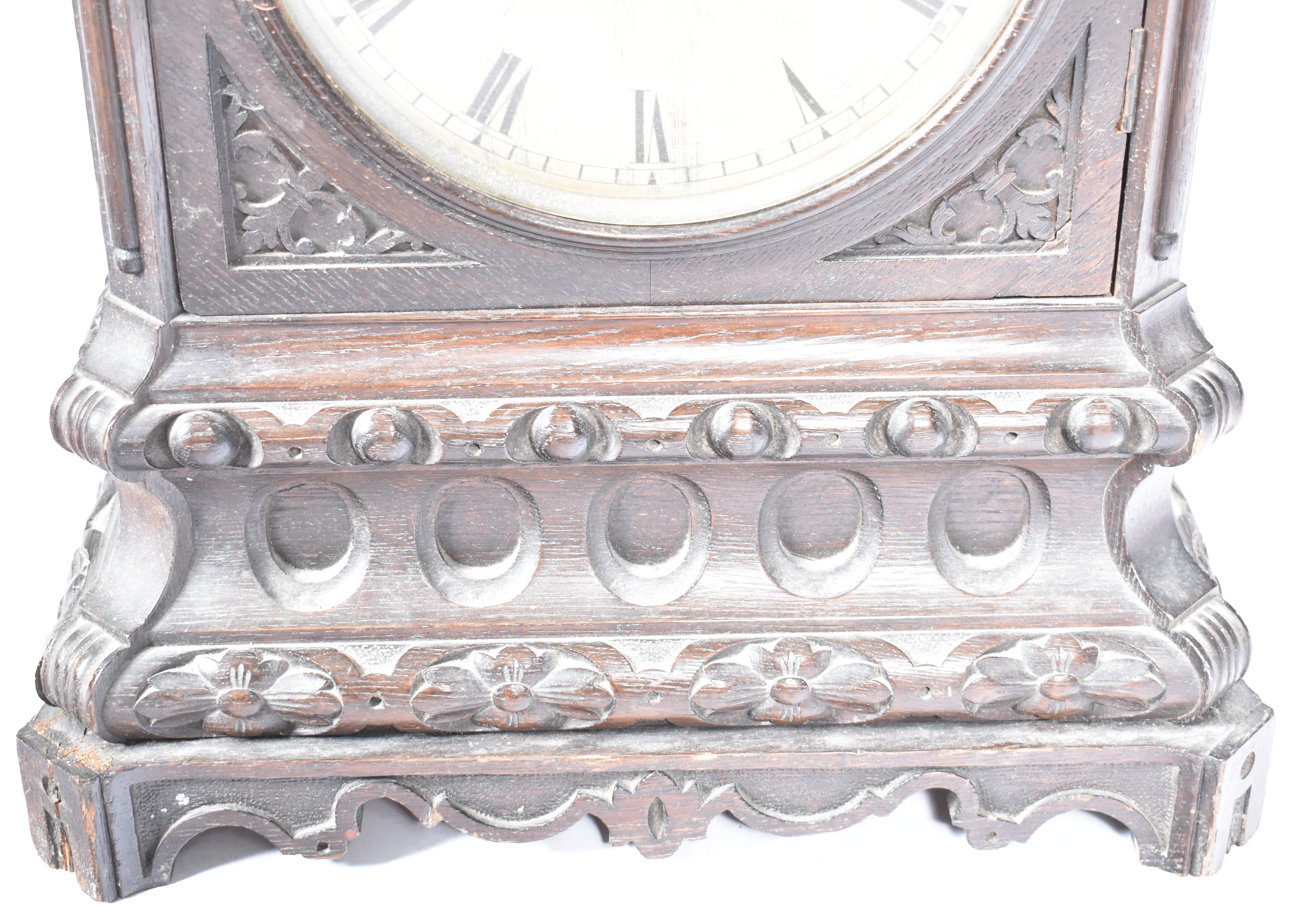 LARGE 19TH CENTURY GOTHIC REVIVAL 8 BELL FUSEE CLOCK - Image 5 of 10