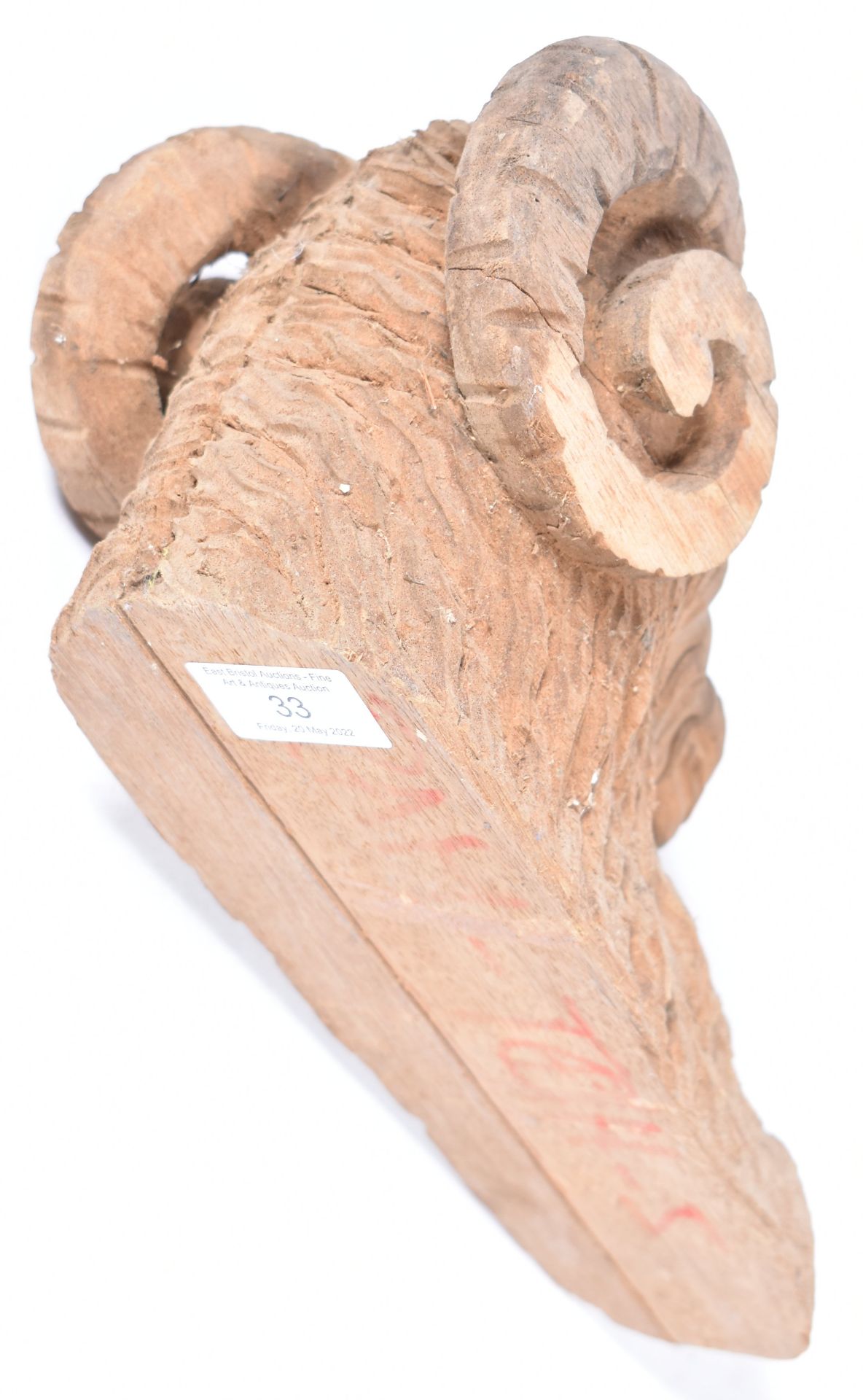 EARLY 20TH CENTURY CARVED WOOD RAMS HEAD - Image 6 of 6