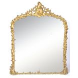 LARGE VICTORIAN GILT GESSO OVERMANTEL WALL MIRROR