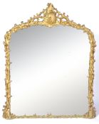 LARGE VICTORIAN GILT GESSO OVERMANTEL WALL MIRROR