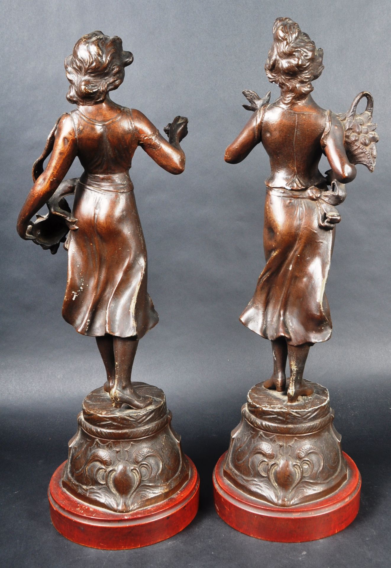 PAIR OF FRENCH SPELTER FIGURES OF CLASSICAL LADIES - Image 12 of 12