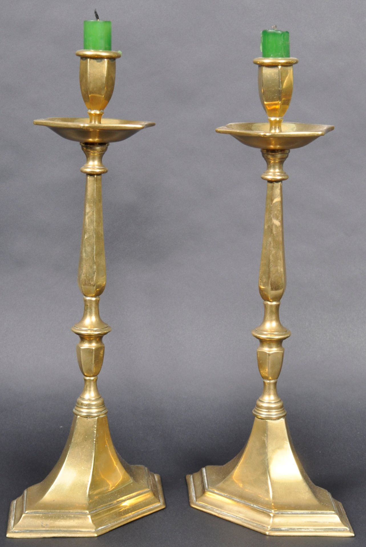 PAIR OF EARLY 20TH CENTURY BRASS CANDLESTICKS - Image 7 of 8