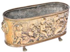 18TH CENTURY DUTCH REPOUSSE DECORATED BRASS WINE COOLER