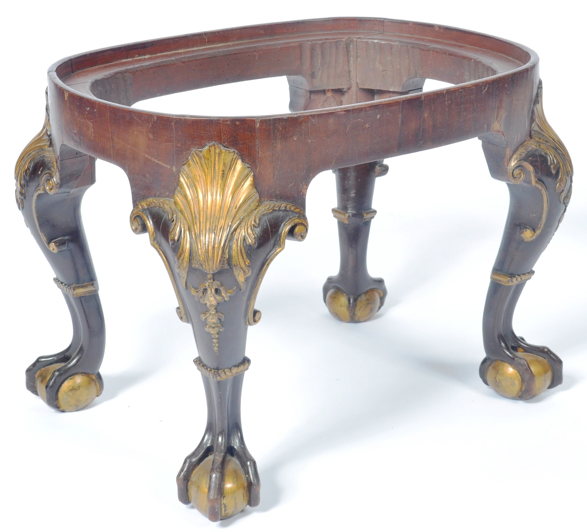 19TH CENTURY CARVED BALL AND CLAW FEET FOOTSTOOL - Image 5 of 5