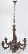 EARLY 20TH CENTURY CARVED WALNUT HANGING LAMP