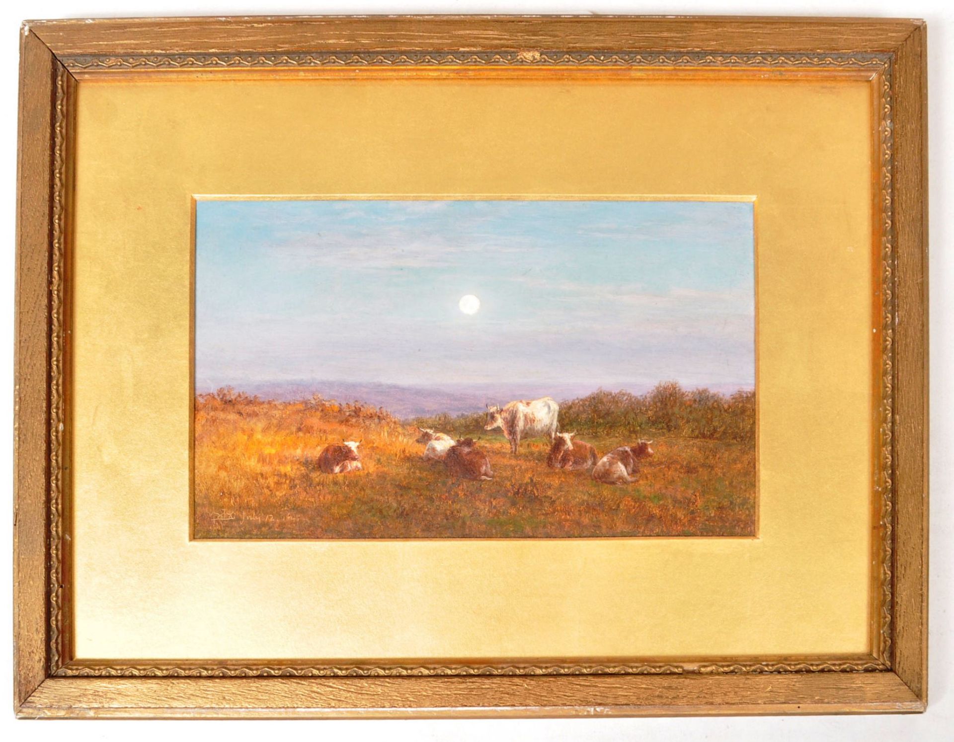 19TH CENTURY HIGHLAND CATTLE OIL ON BOARD PAINTING